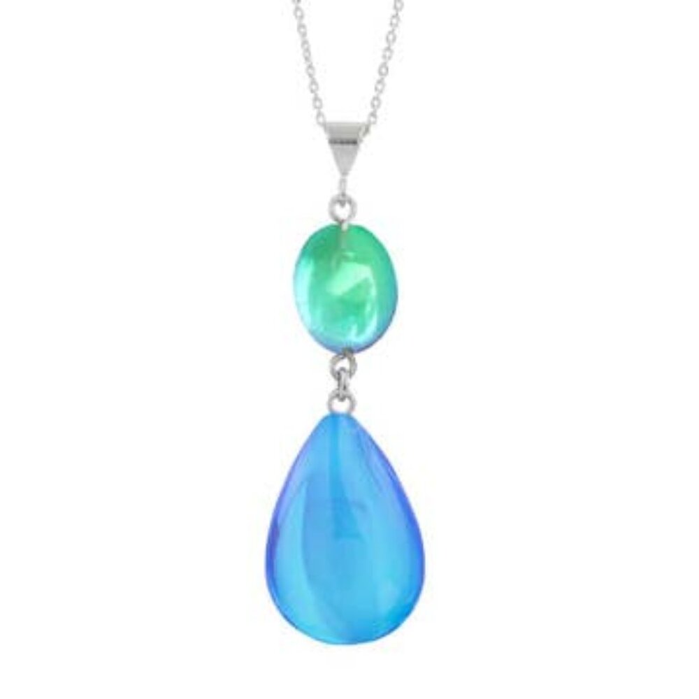 Double Drop Pendant Sterling Silver Crystal Jewelry Necklace